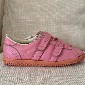 J. Saffron Vintage Womens Pink Leather Sneakers w Velcro Closure / Size 6